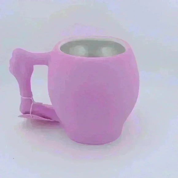 light pink soft touch Halloween skull mug - Picture 5 of 11